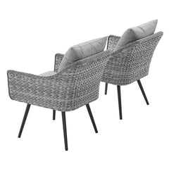 Endeavor Gray Outdoor Patio Wicker Rattan Armchair (Set of 2) - Ornate Home