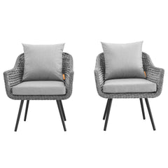 Endeavor Gray Outdoor Patio Wicker Rattan Armchair (Set of 2) - Ornate Home