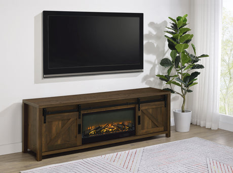 Enfield Dark Pine 71-inch TV Stand Fireplace Media Console - Ornate Home