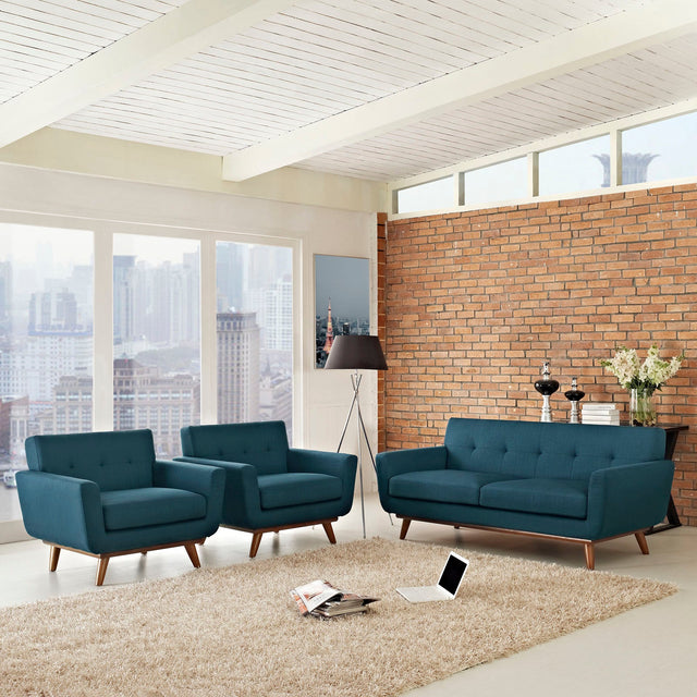 Engage Azure Armchairs and Loveseat (Set of 3) - Ornate Home