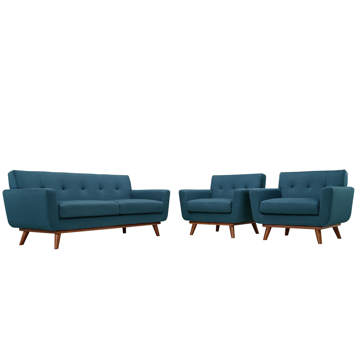 Engage Azure Armchairs and Loveseat (Set of 3) - Ornate Home