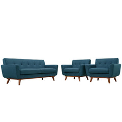 Engage Azure Armchairs and Loveseat (Set of 3) - Ornate Home