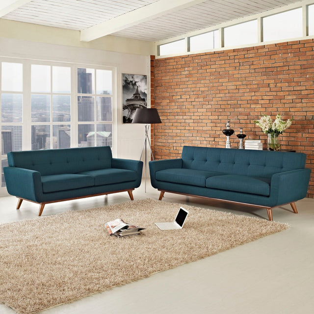 Engage Azure Loveseat and Sofa (Set of 2) - Ornate Home