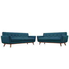 Engage Azure Loveseat and Sofa (Set of 2) - Ornate Home