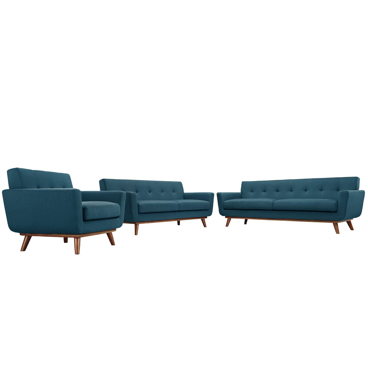 Engage Azure Sofa Loveseat and Armchair (Set of 3) - Ornate Home