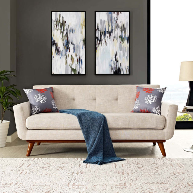 Engage Beige Upholstered Fabric Loveseat - Ornate Home