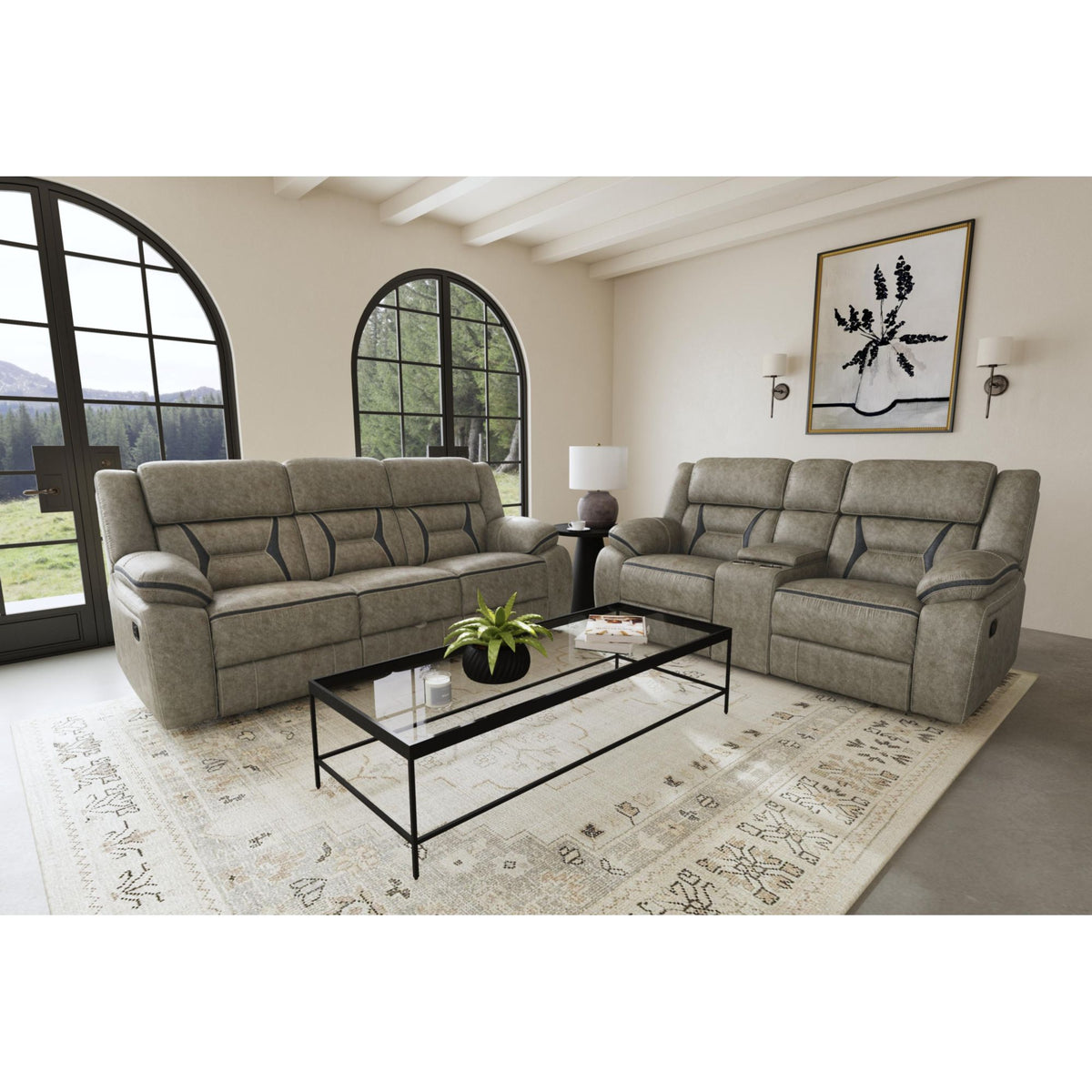 Engage Corral Grey Motion Loveseat with Console - Ornate Home