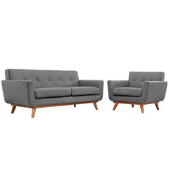 Engage Expectation Gray Armchair and Loveseat (Set of 2) - Ornate Home