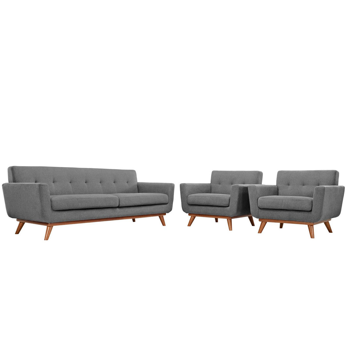 Engage Expectation Gray Armchairs and Sofa (Set of 3) - Ornate Home