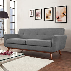 Engage Expectation Gray Upholstered Fabric Loveseat - Ornate Home