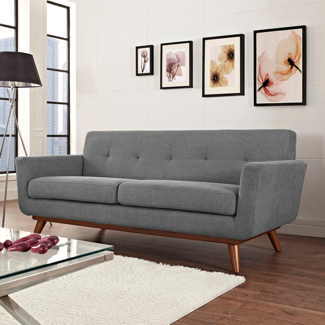 Engage Expectation Gray Upholstered Fabric Loveseat - Ornate Home