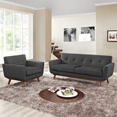 Engage Gray Armchair and Loveseat (Set of 2) - Ornate Home