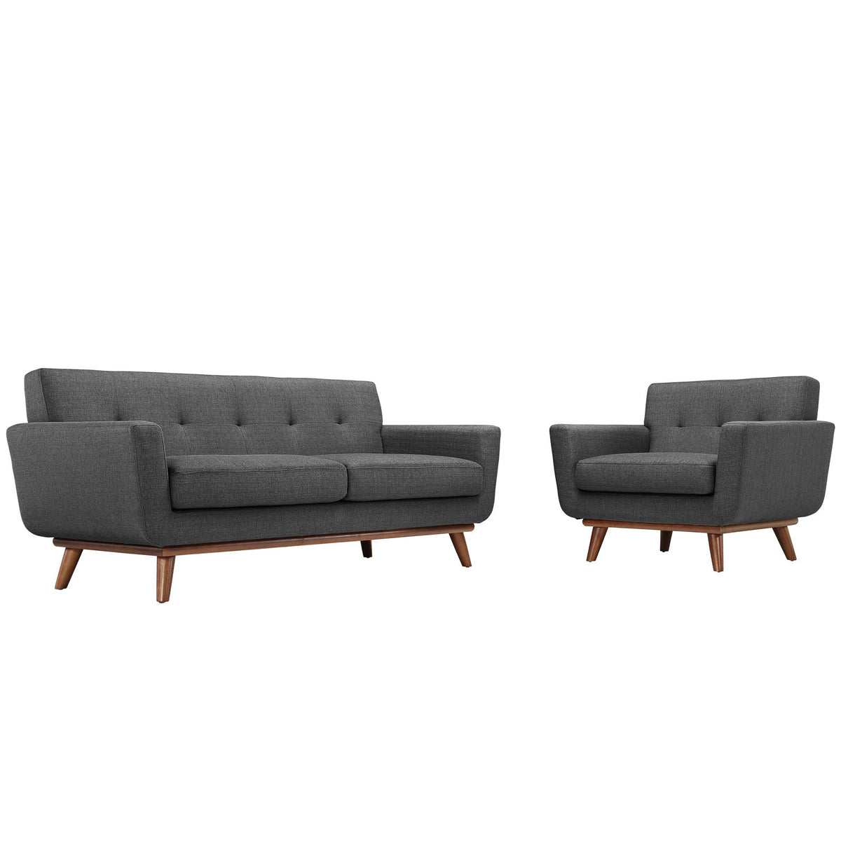 Engage Gray Armchair and Loveseat (Set of 2) - Ornate Home