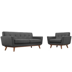 Engage Gray Armchair and Loveseat (Set of 2) - Ornate Home