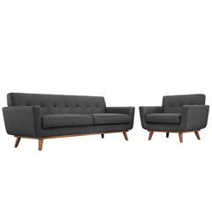 Engage Gray Armchair and Sofa (Set of 2) - Ornate Home