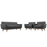 Engage Gray Armchairs and Loveseat (Set of 3) - Ornate Home