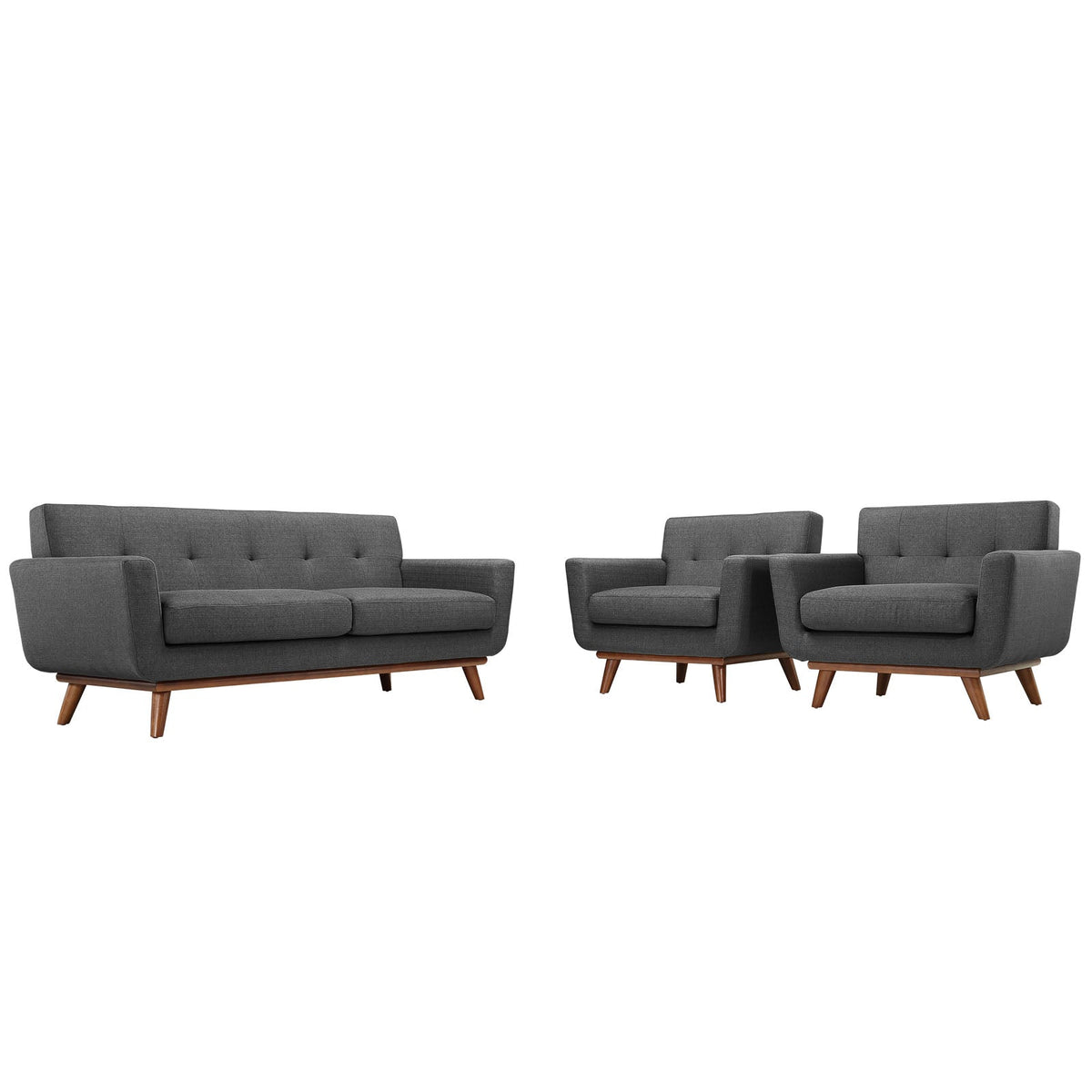 Engage Gray Armchairs and Loveseat (Set of 3) - Ornate Home