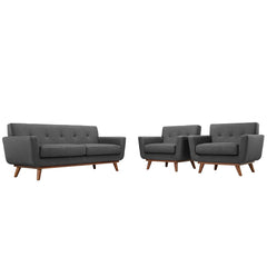 Engage Gray Armchairs and Loveseat (Set of 3) - Ornate Home