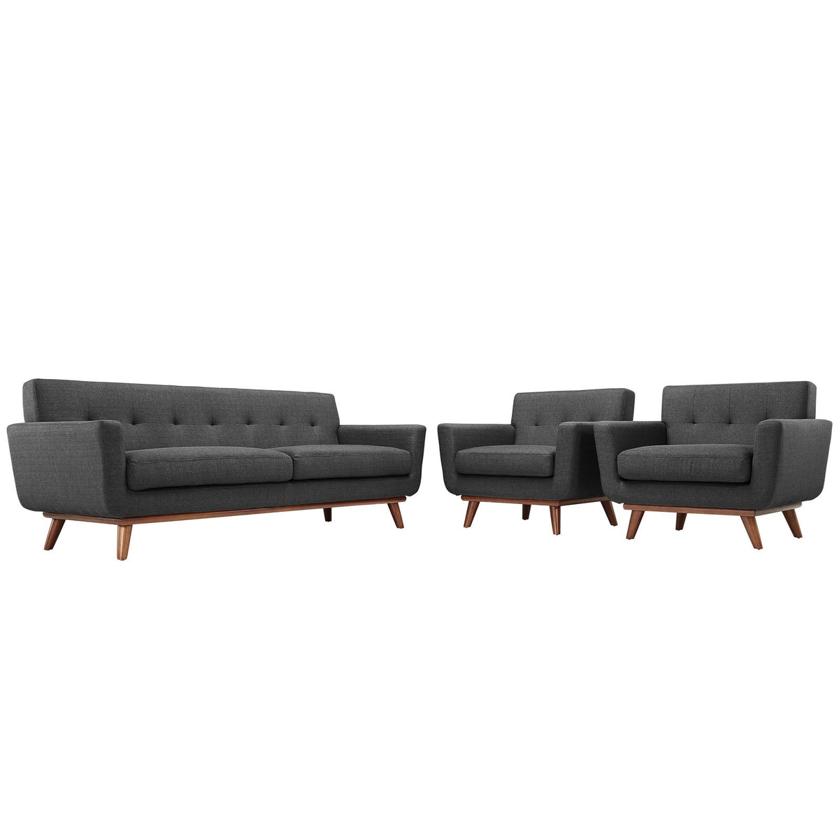 Engage Gray Armchairs and Sofa (Set of 3) - Ornate Home
