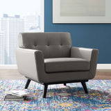 Engage Gray Top-Grain Leather Living Room Lounge Accent Armchair - Ornate Home