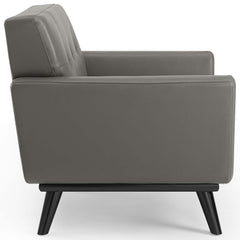 Engage Gray Top-Grain Leather Living Room Lounge Accent Armchair - Ornate Home