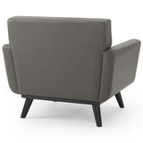 Engage Gray Top-Grain Leather Living Room Lounge Accent Armchair - Ornate Home