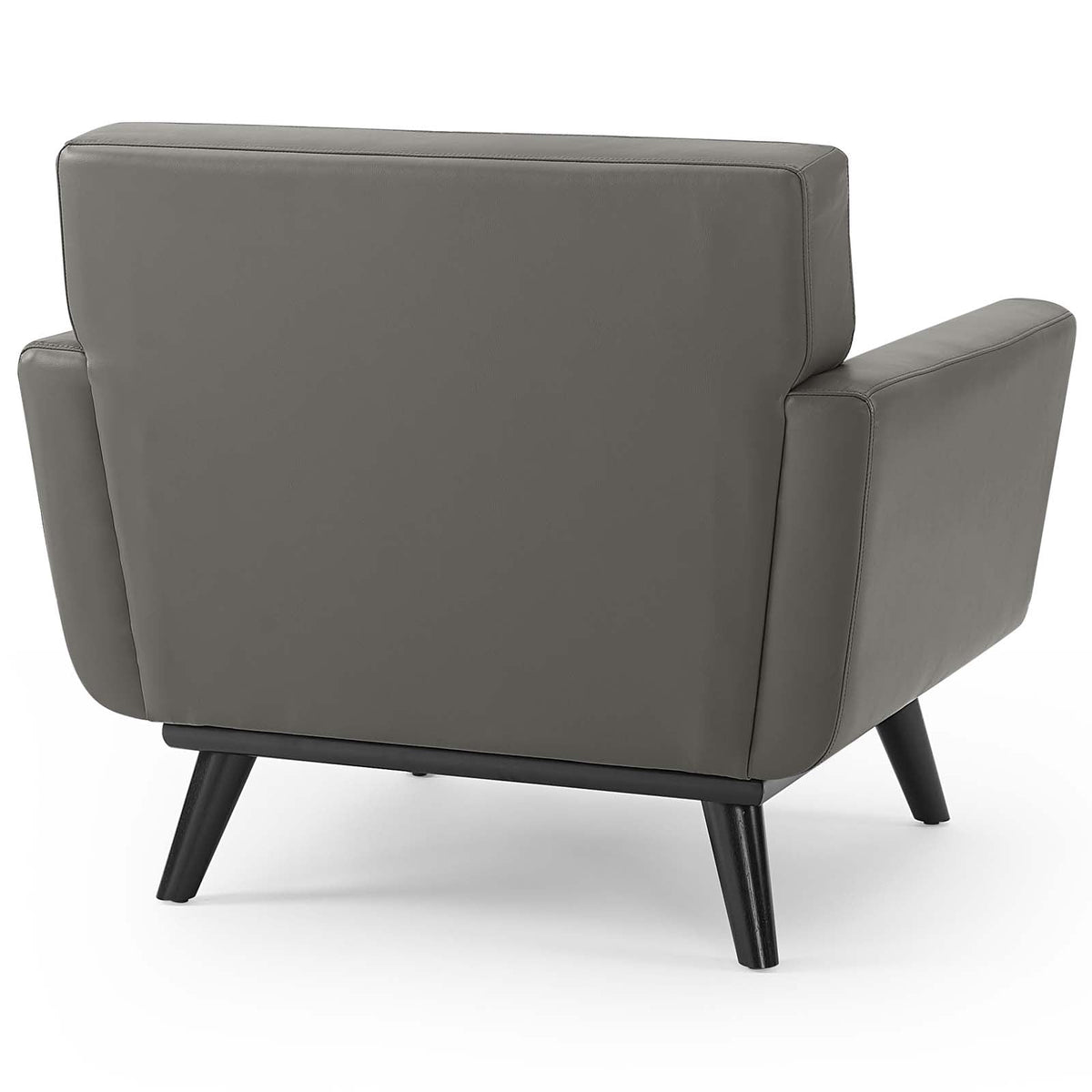 Engage Gray Top-Grain Leather Living Room Lounge Accent Armchair - Ornate Home