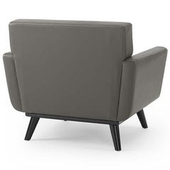 Engage Gray Top-Grain Leather Living Room Lounge Accent Armchair - Ornate Home