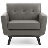 Engage Gray Top-Grain Leather Living Room Lounge Accent Armchair - Ornate Home