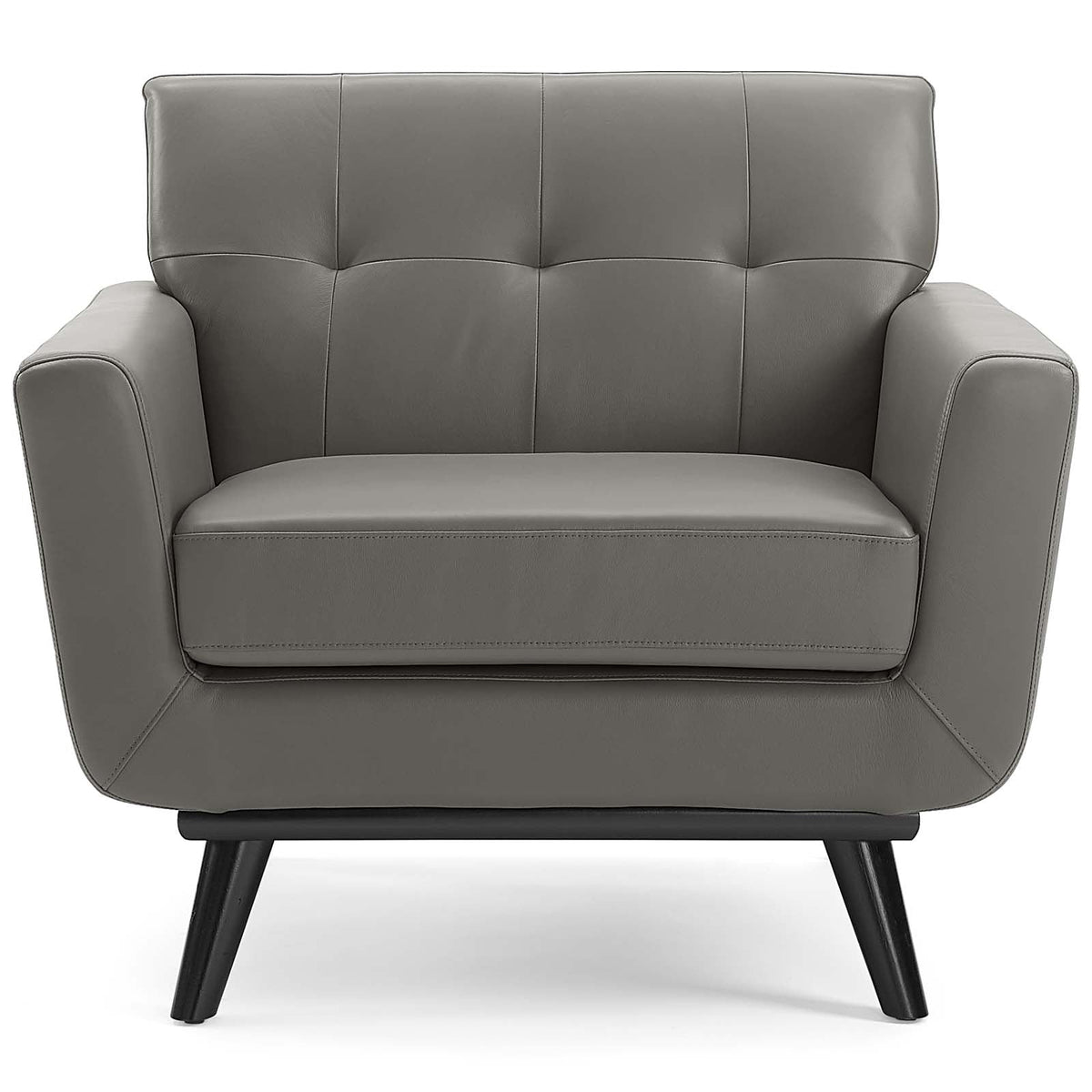 Engage Gray Top-Grain Leather Living Room Lounge Accent Armchair - Ornate Home