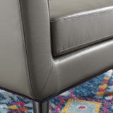 Engage Gray Top-Grain Leather Living Room Lounge Accent Armchair - Ornate Home
