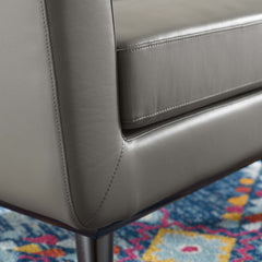 Engage Gray Top-Grain Leather Living Room Lounge Accent Armchair - Ornate Home
