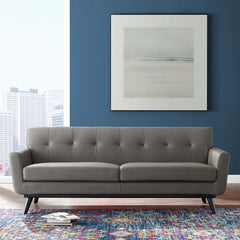 Engage Gray Top-Grain Leather Living Room Lounge Sofa - Ornate Home
