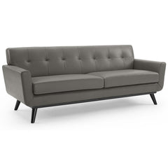 Engage Gray Top-Grain Leather Living Room Lounge Sofa - Ornate Home