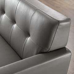 Engage Gray Top-Grain Leather Living Room Lounge Sofa - Ornate Home