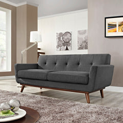 Engage Gray Upholstered Fabric Loveseat - Ornate Home