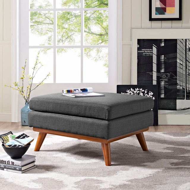 Engage Gray Upholstered Fabric Ottoman - Ornate Home
