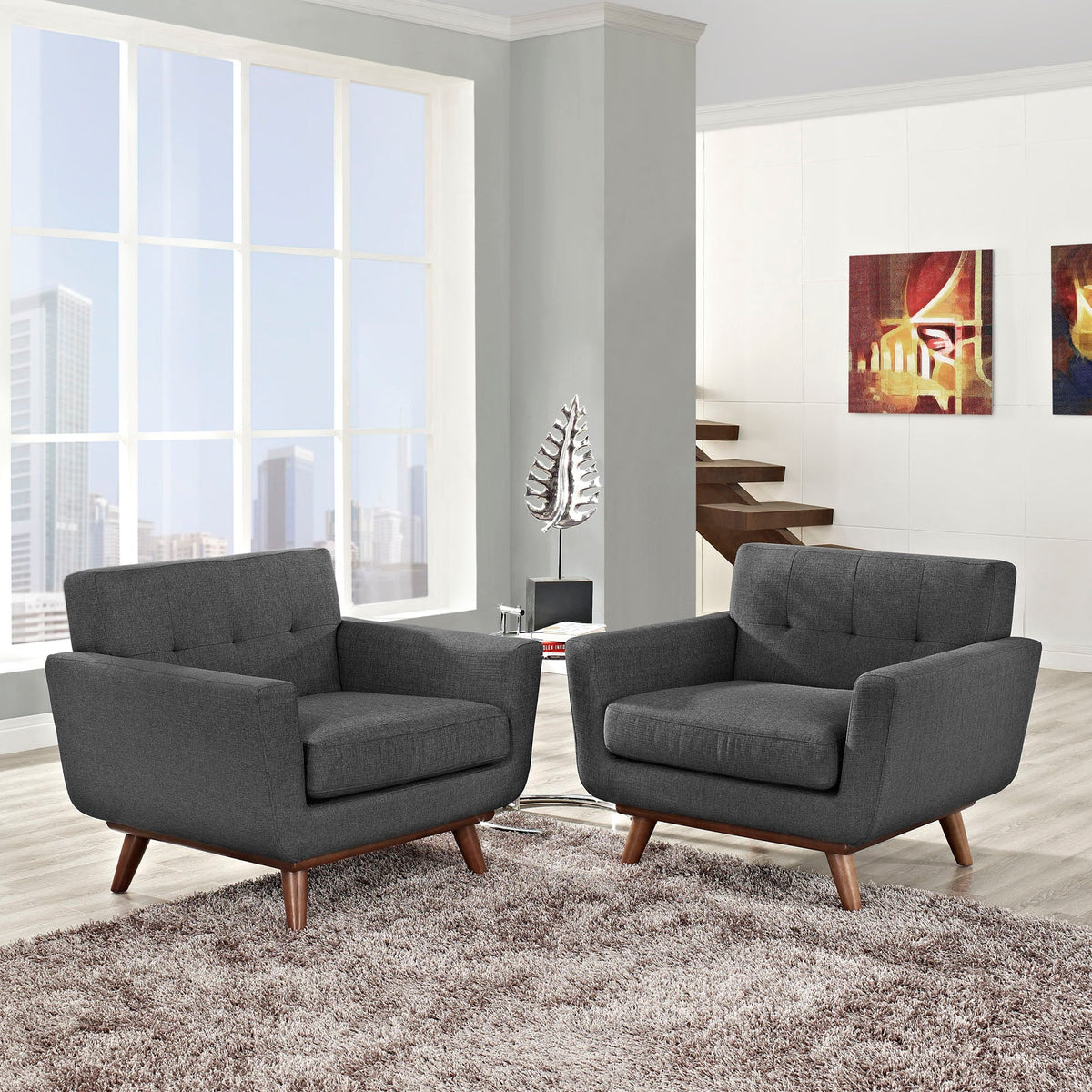 Engage Gray Wood Armchair (Set of 2) - Ornate Home