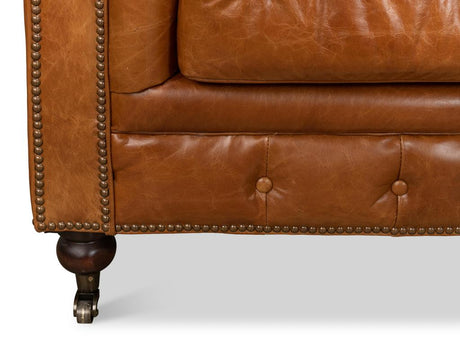 English Club Brown Tufted Sofa - Ornate Home