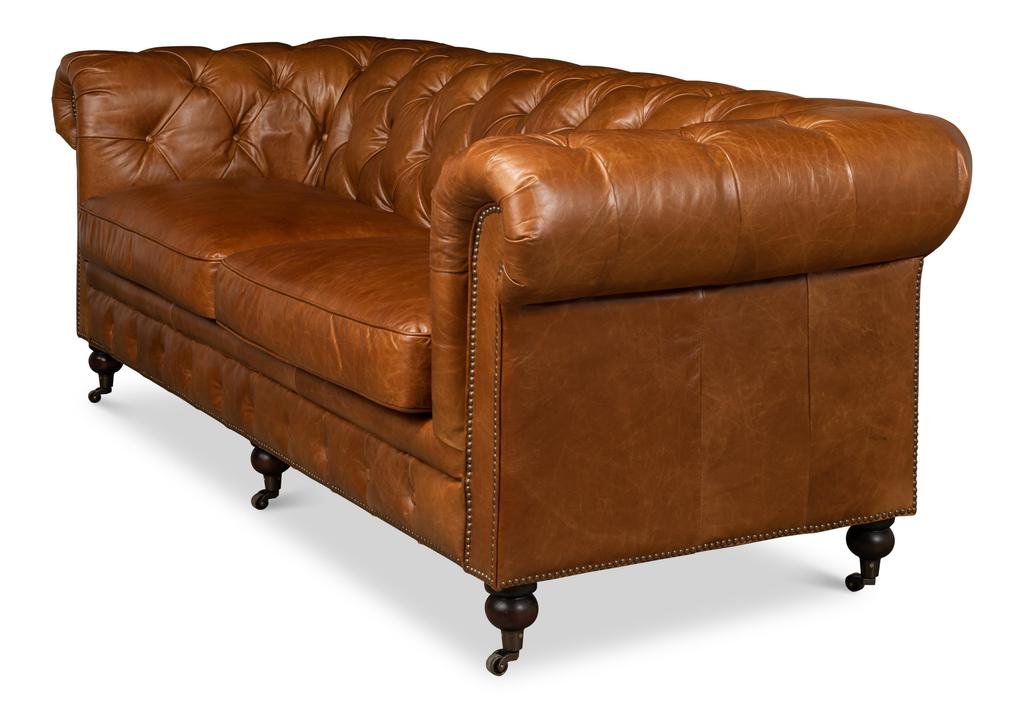 English Club Brown Tufted Sofa - Ornate Home