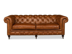 English Club Brown Tufted Sofa - Ornate Home