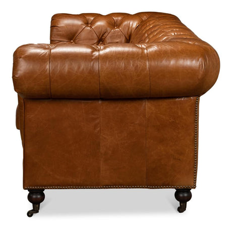 English Club Brown Tufted Sofa - Ornate Home