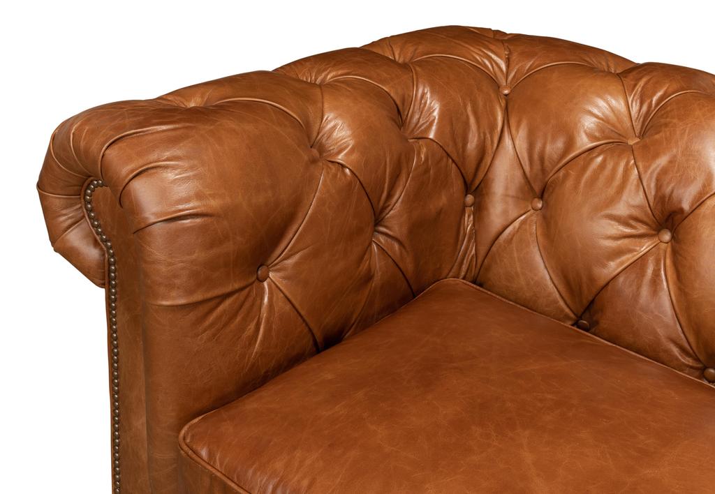English Club Brown Tufted Sofa - Ornate Home