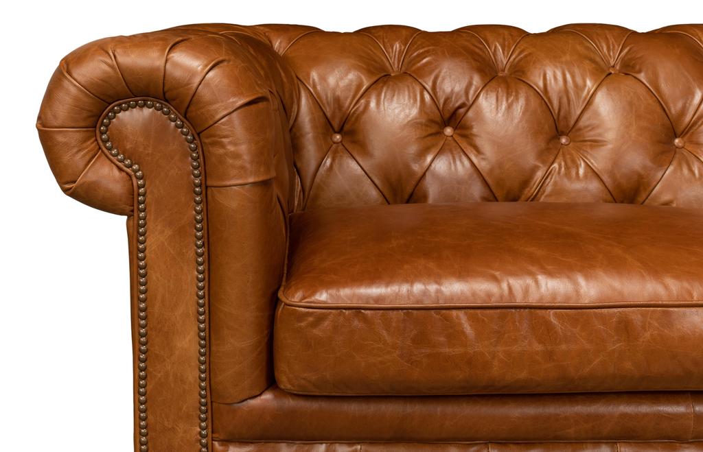 English Club Brown Tufted Sofa - Ornate Home