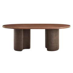 Enric Walnut 84 Inch Mango Wood Oval Dining Table - Ornate Home