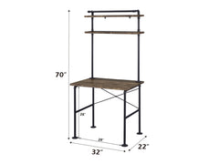 Ensata Rustic Oak & Black Writing Desk - Ornate Home