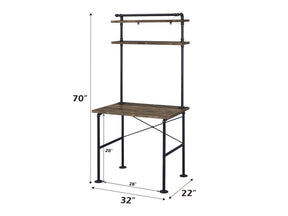 Ensata Rustic Oak & Black Writing Desk - Ornate Home