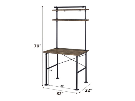 Ensata Rustic Oak & Black Writing Desk - Ornate Home