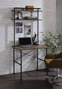 Ensata Rustic Oak & Black Writing Desk - Ornate Home