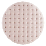 Ensconce Pink Tufted Performance Velvet Round Ottoman - Ornate Home
